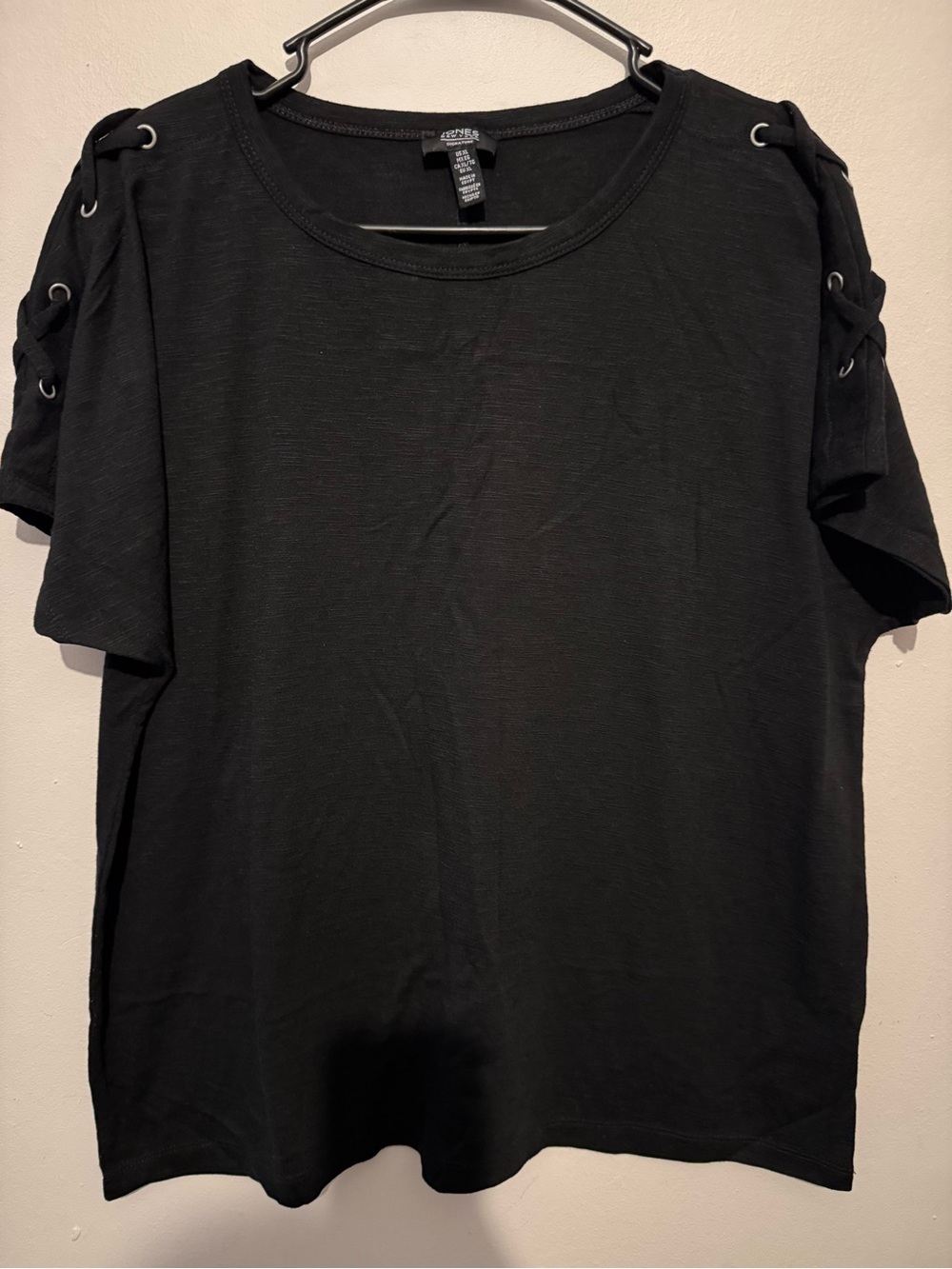 Black Lace-Up Shoulder Tee